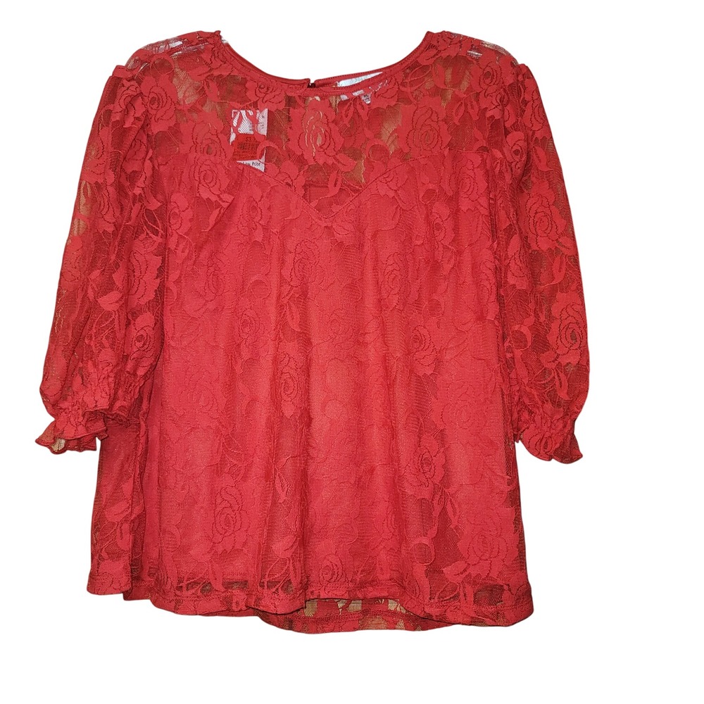 Shannon Ford NY Floral PL Blouse‎ Lace Romantic Victorian Dainty Dressy Feminine